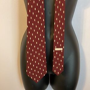 Giorgio Armani Cravatte Maroon Cream Geometric Silk Necktie Tie